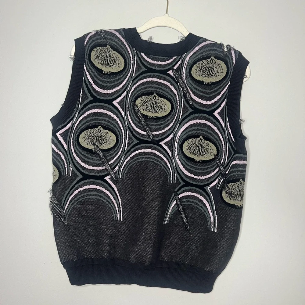 JNBY V-Neck Onion Print Sleeveless Knit Vest XL
